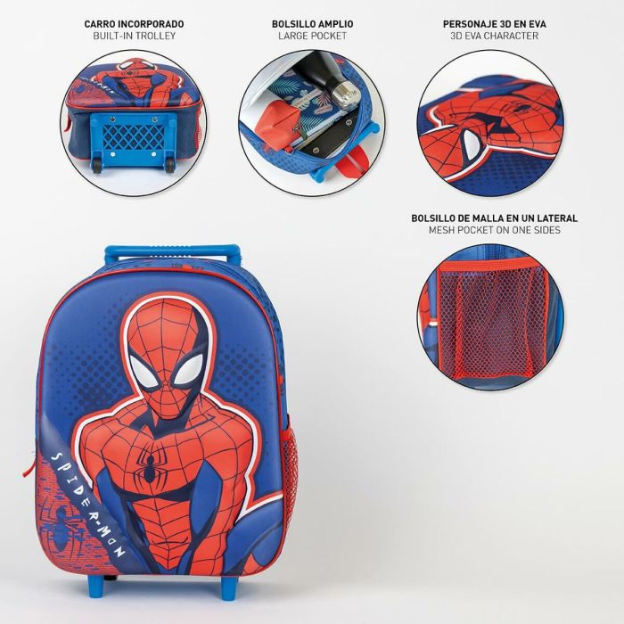 Mochila Escolar con Ruedas Spider-Man Azul 25 x 31 x 10 cm 1