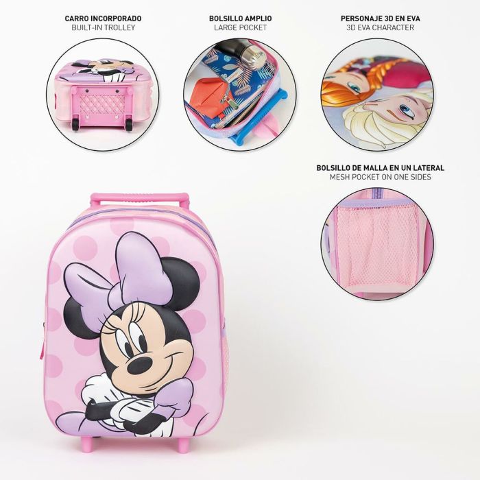 Mochila Escolar con Ruedas Minnie Mouse Rosa 25 x 37 x 10 cm 9