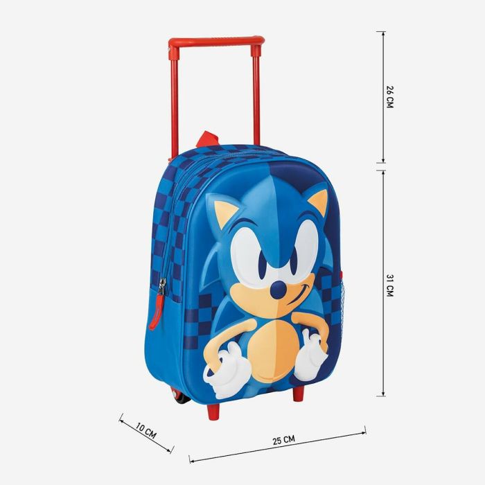 Mochila Escolar con Ruedas Sonic Azul 25 x 31 x 10 cm 4