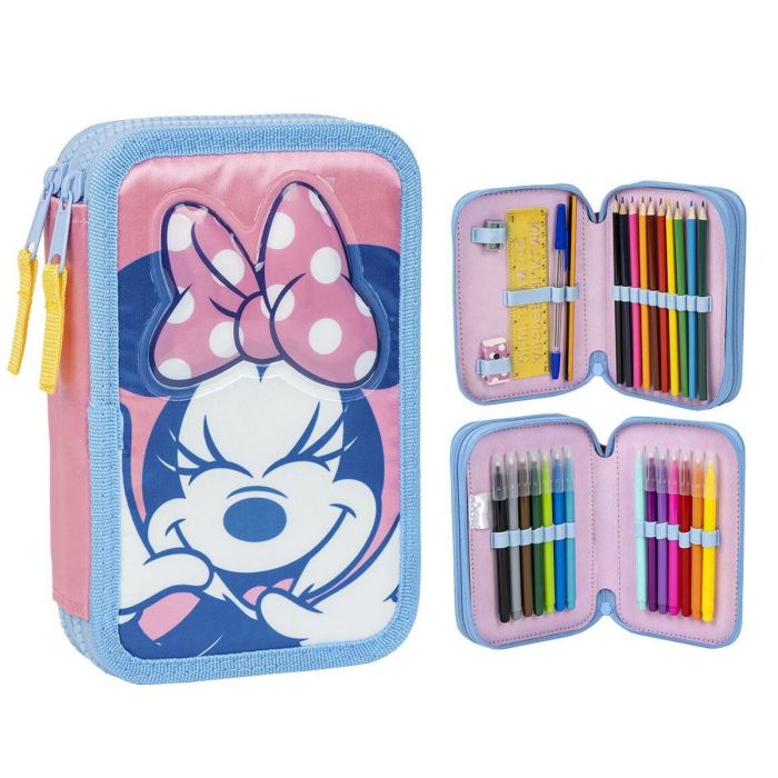 Plumier Doble Minnie Mouse Rosa 12,5 x 19,5 x 4,5 cm