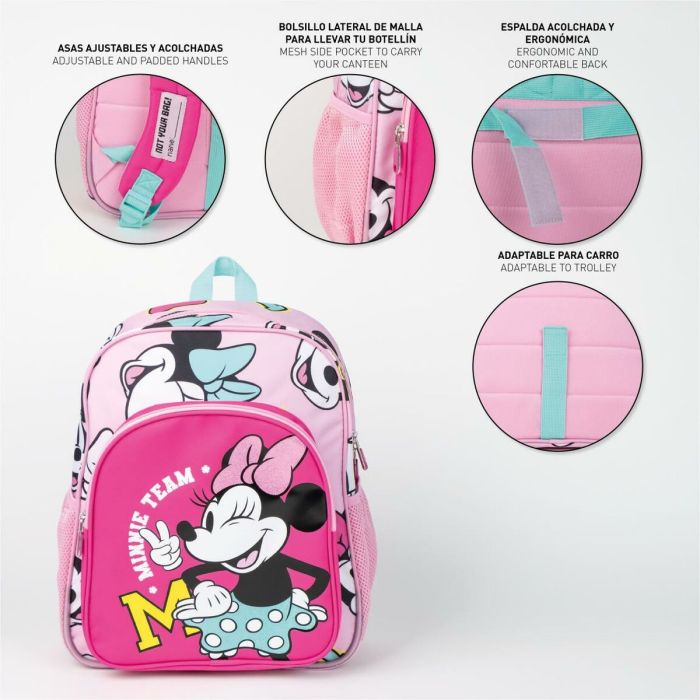 Mochila Escolar Minnie Mouse Fucsia 31 x 12 x 38 cm 9