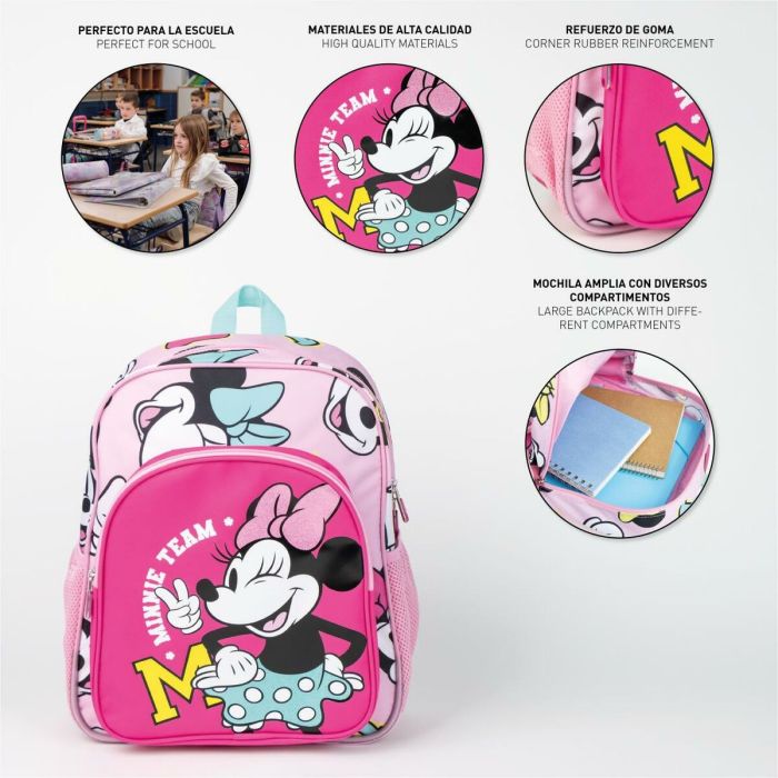 Mochila Escolar Minnie Mouse Fucsia 31 x 12 x 38 cm 4