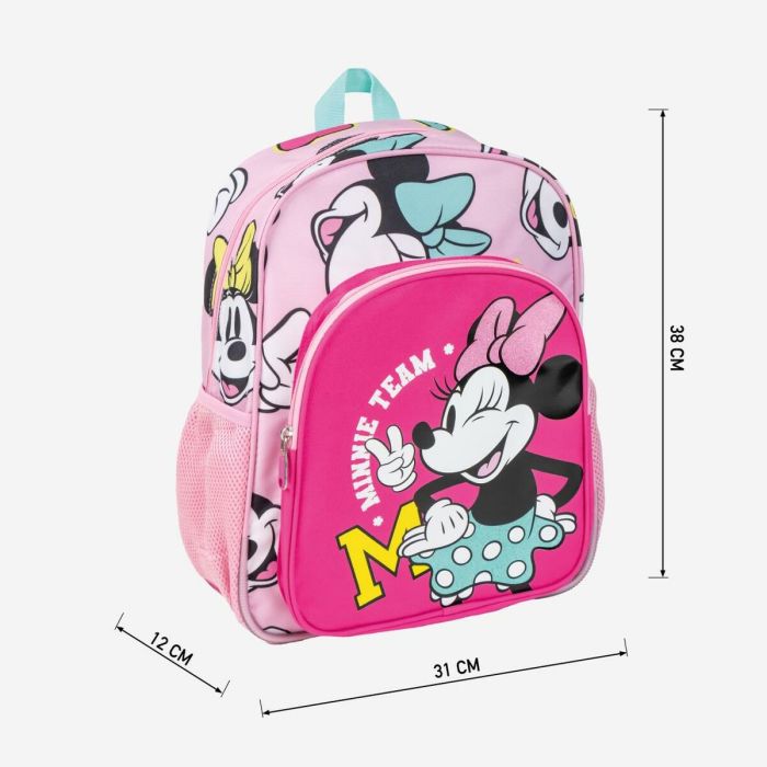 Mochila Escolar Minnie Mouse Fucsia 31 x 12 x 38 cm 3