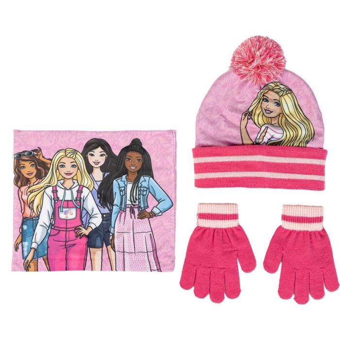 Conjunto 3 piezas snood barbie (gorro, braga cuello y guantes) 2/8 años.