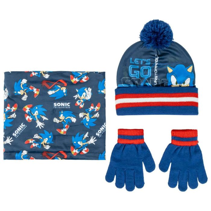 Conjunto 3 piezas snood sonic (gorro, braga cuello y guantes) 2/8 años.