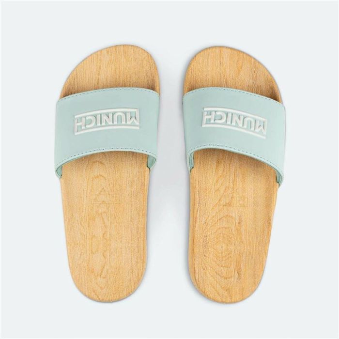 Chanclas para Mujer Munich Flat Slider Wood Effect Turquesa 1