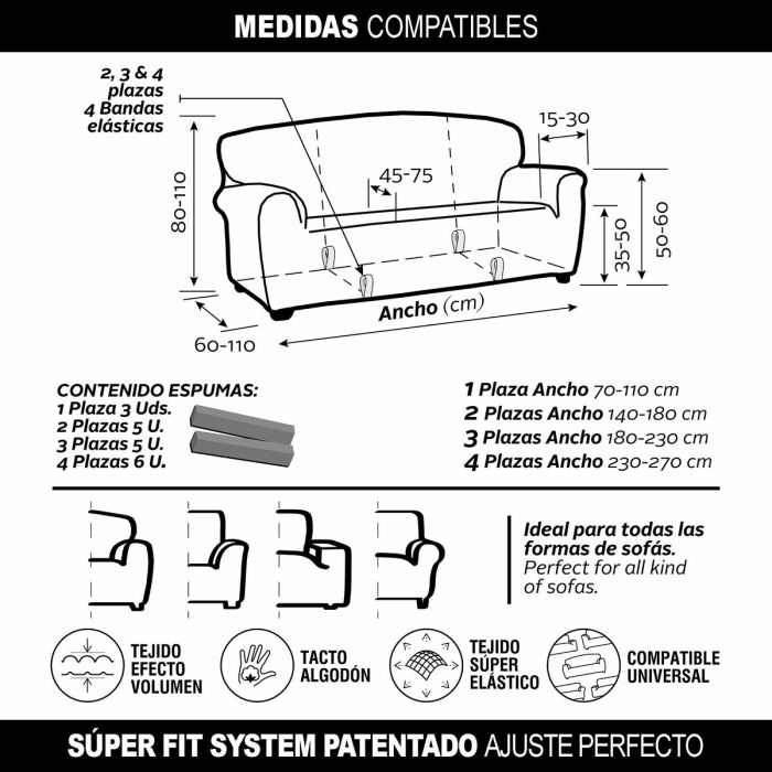 Funda para Sofá Sofaskins NIAGARA Naranja Oscuro 4