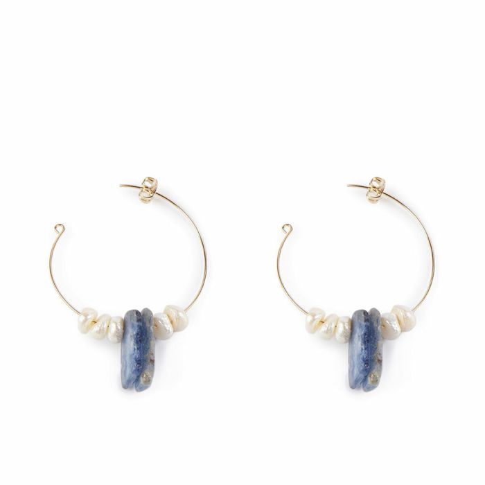 Shabama Lao Blue 4 cm Pendientes #Oro Brillo Shabama Lao Blue 4 cm Pendientes #Oro Brillo