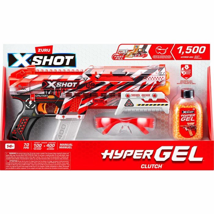 ZURU AUC1736490634697 X-SHOT Small Clutch Hyper Gel Blaster Automático y Semiautomático con 1500 Balines, Alcance 45 m/seg 10