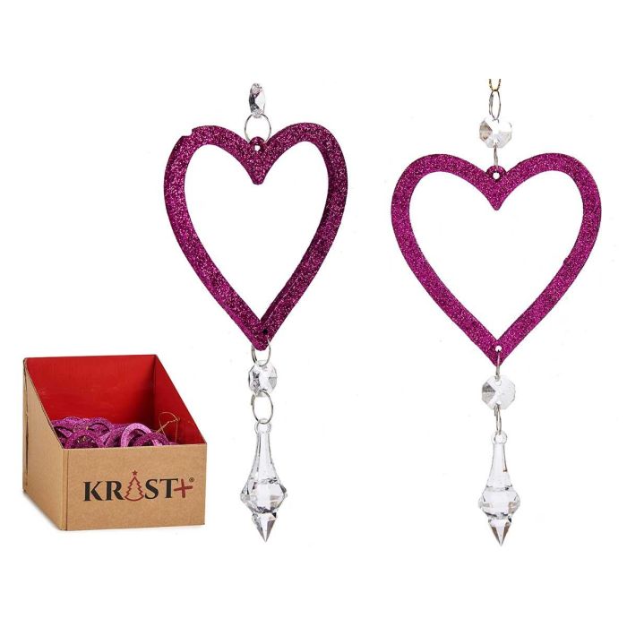 Adorno Corazón Fucsia para Árbol Navidad Krist+ 9x16x2 cm (48 Unidades) Adorno Corazón Fucsia para Árbol Navidad Krist+ 9x16x2 cm (48 Unidades)