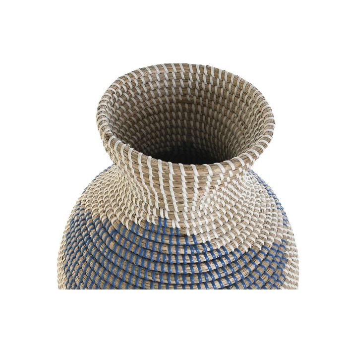 DKD Home Decor Jarrón Mediterráneo de Seagrass Natural y Azul 31 x 50 x 31 cm 1