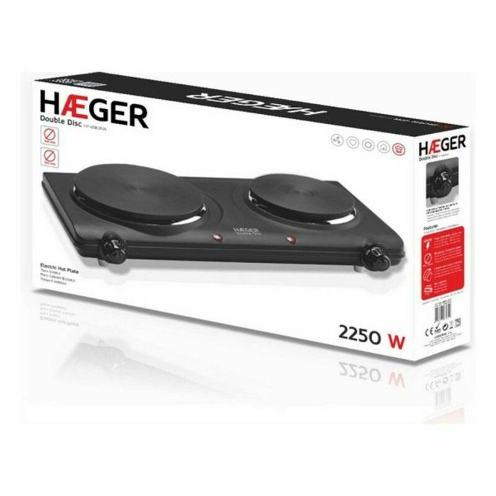 Placa Eléctrica de Cocción Haeger HP-02B.013A Negro 2 Fogones Multicolor 2250W 1 Placa Eléctrica de Cocción Haeger HP-02B.013A Negro 2 Fogones Multicolor 2250W 1
