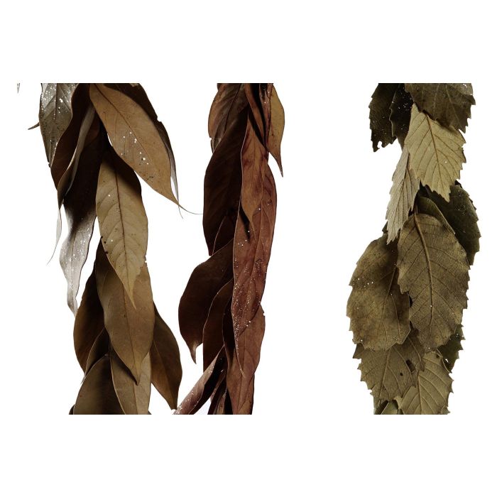 DKD Home Decor Guirnalda Navideña Estilo Alpina con Hojas Natural y Metal Verde Marrón Beige 110 cm de largo (6 Unidades) 2