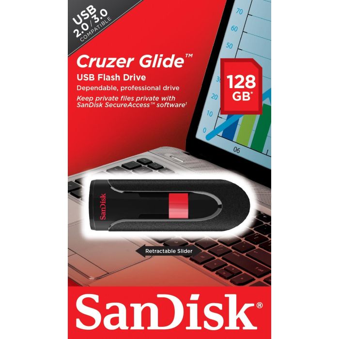 SanDisk USB 2.0 Cruzer Glide 128GB Negro/Rojo - Memoria Flash USB Tipo A para PC y Mac 7 SanDisk USB 2.0 Cruzer Glide 128GB Negro/Rojo - Memoria Flash USB Tipo A para PC y Mac 7