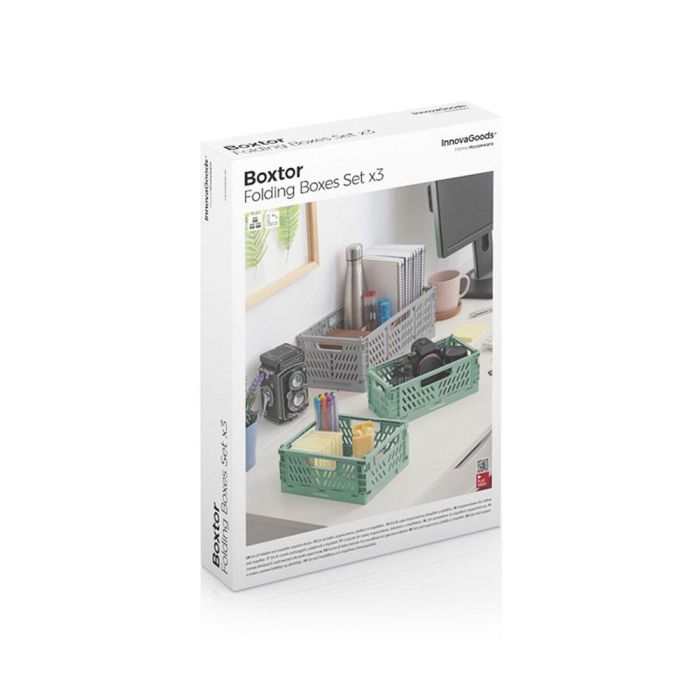 Set de 3 Cajas Organizadoras Plegables y Apilables Boxtor InnovaGoods 6 Set de 3 Cajas Organizadoras Plegables y Apilables Boxtor InnovaGoods 6