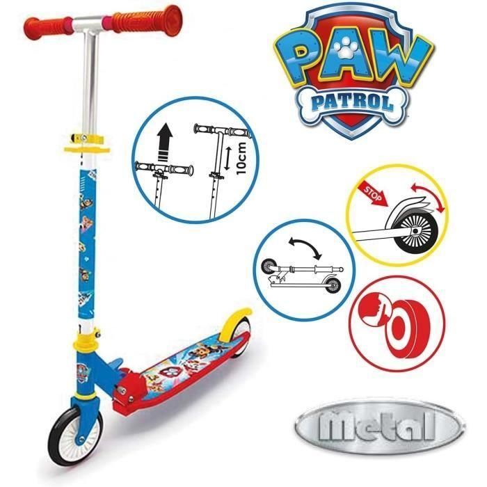 Smoby SMOB750368 Patinete de 2 ruedas Plegable Paw Patrol con Ruedas Silenciosas 1