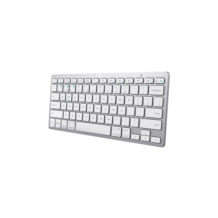 Trust Teclado Basics Bluetooth Inalámbrico para PC, Tablet y Smartphone Blanco-Plata