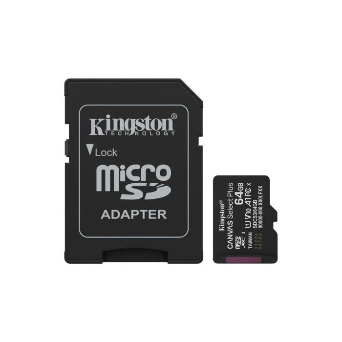 Kingston Tarjeta Micro SDXC Canvas Select Plus 64GB con Adaptador