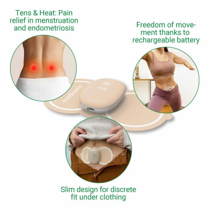Medisana TT 250 TENS Dispositivo Alivio Dolor Menstrual Abdomen y Espalda con 4 Electrodos Beige 4 Medisana TT 250 TENS Dispositivo Alivio Dolor Menstrual Abdomen y Espalda con 4 Electrodos Beige 4