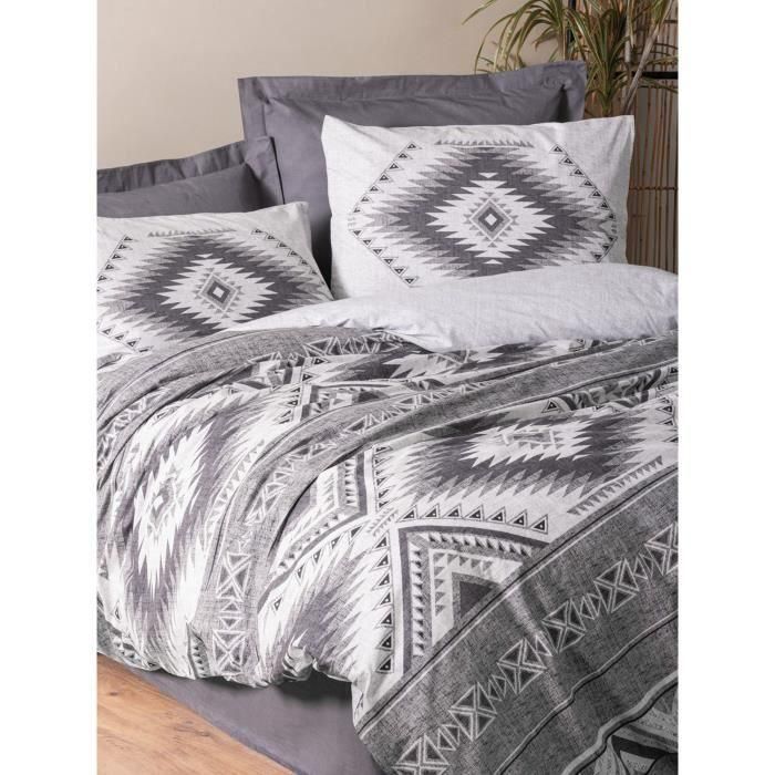 Juego de cama - 1 funda nórdica 220x240 cm + 2 fundas de almohada 60x60 cm - 100% algodón - Antracita 3 Juego de cama - 1 funda nórdica 220x240 cm + 2 fundas de almohada 60x60 cm - 100% algodón - Antracita 3