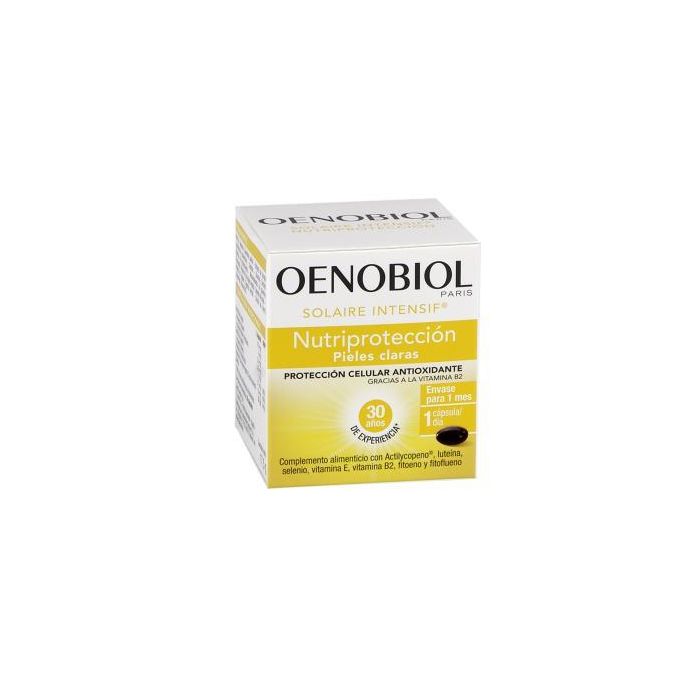 Oenobiol Solaire Intensif Piel Sensible 30 Cápsulas, Prepara el Bronceado y Protege del Sol, Tratamiento 1 Mes