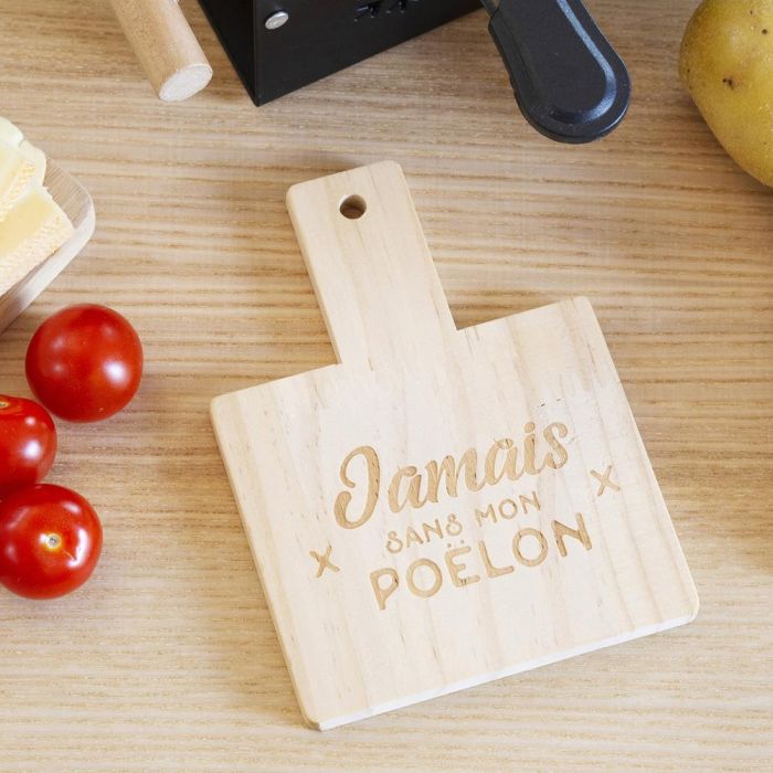 Juego de 4 Salvamantel Raclette Bistrot Madera de Pino con Frase Grabada 10x13.5 cm 3