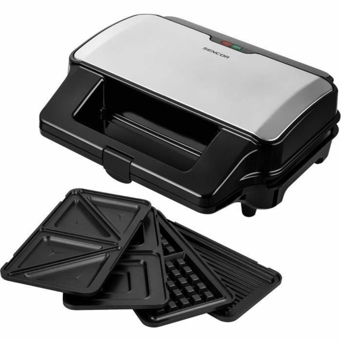 Sandwichera 4 en 1 - SENCOR - SSM 9940SS - 900 W - 4 placas - Carcasa CoolTouch - Plata