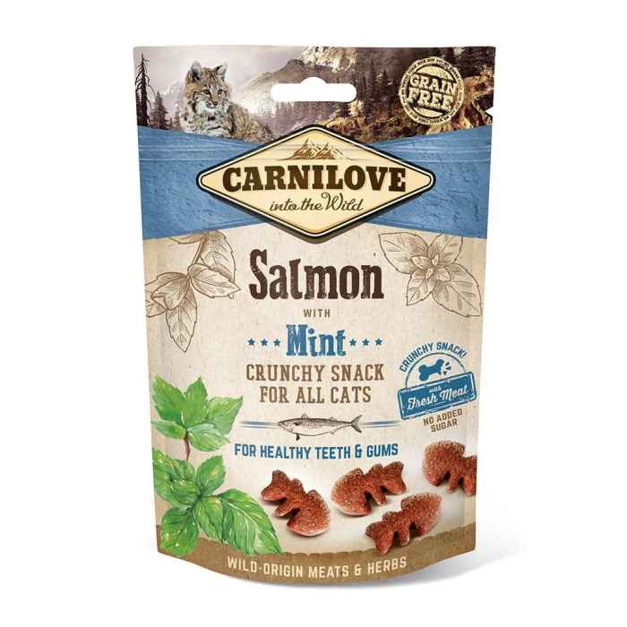Carnilove Feline Crunchy Snack Salmon Menta Caja 10x50 gr
