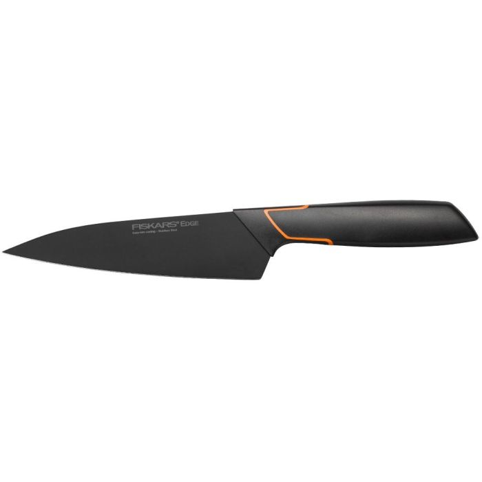 Fiskars 978311 Cuchillo de Cocina Edge Koch 15 cm, Acero Inoxidable, Mango Negro/Naranja, Apto Lavavajillas