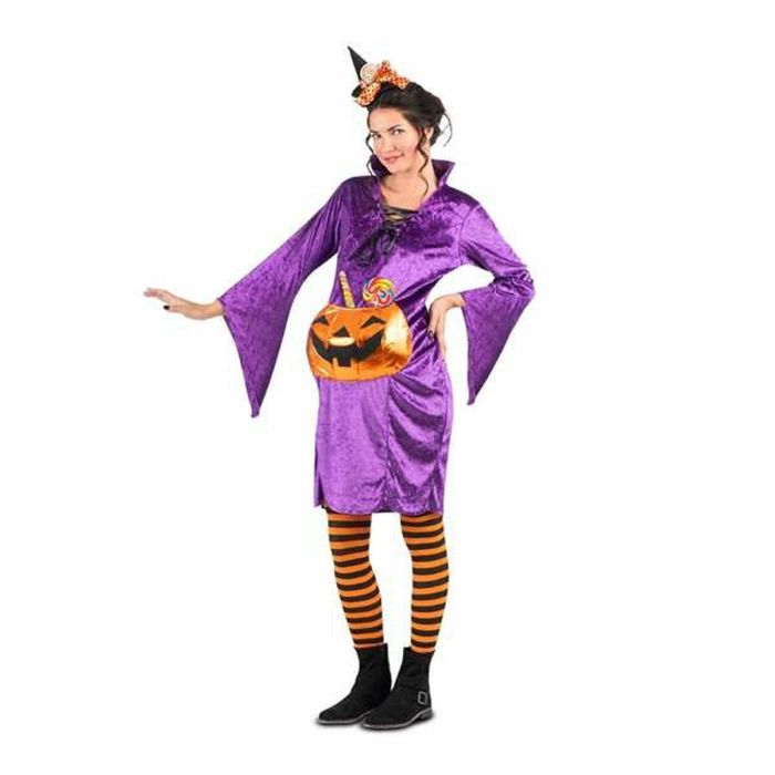 Disfraz bruja calabaza tocado, vestido con bolsillo y medias talla m Disfraz bruja calabaza tocado, vestido con bolsillo y medias talla m