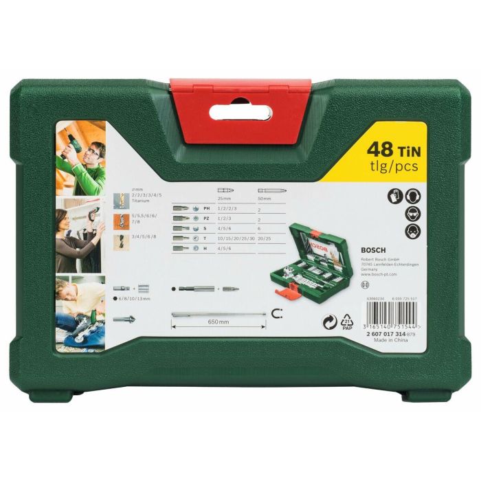Bosch 3165140751544 Juego de Brocas y Taladros V-Line de 48 Piezas con Vástago Magnético 1