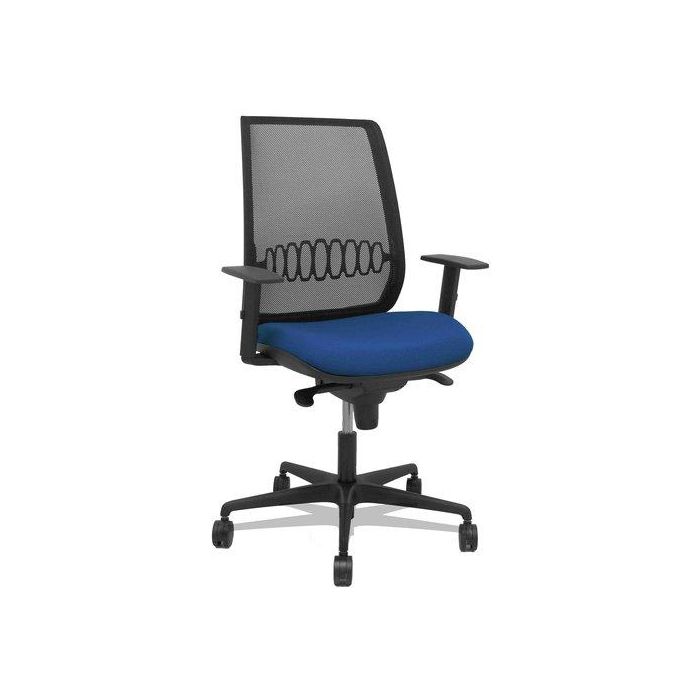 Silla Piqueras Y Crespo Alares Brazos Regulables Ergonomica Mecanismo Sincro Respaldo Malla Negra Asiento Tapizado Bali Azul Marino