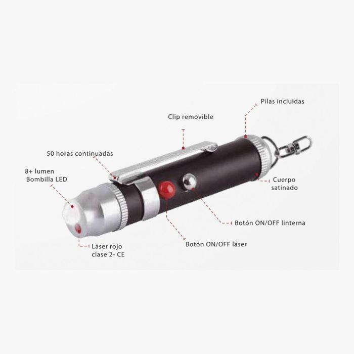 True Laserlite TU211K Linterna LED Potente con Láser Rojo Homologado 2 Funciones 8 Lúmenes 6