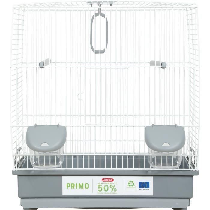 Zolux ZOL3336021042314 Jaula para pájaros Carla de plástico reciclado - Incluye 2 perchas, 2 comederos y columpio 1