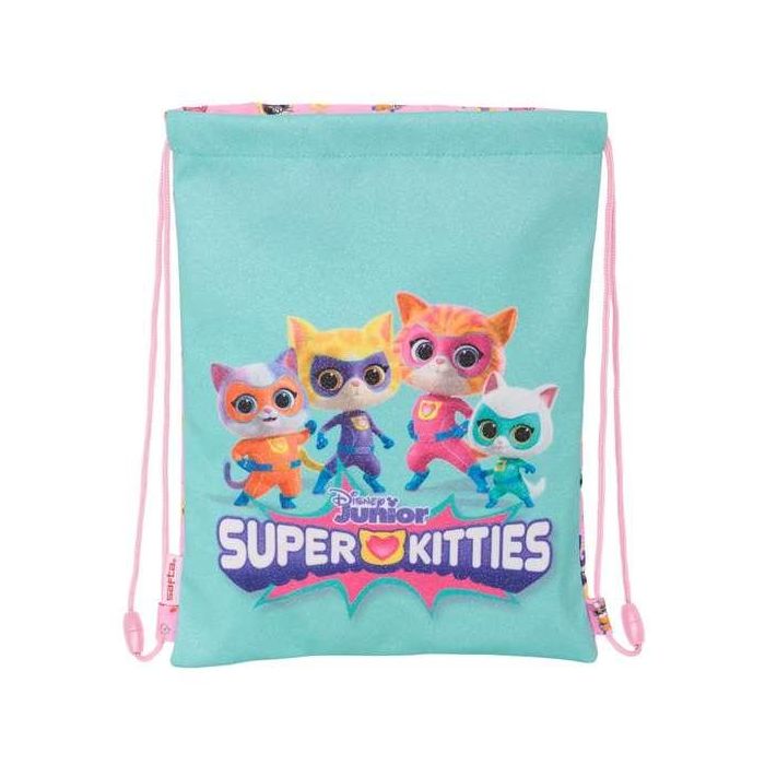 Bolsa Mochila con Cuerdas SuperKitties Rosa Turquesa 26 x 34 x 1 cm