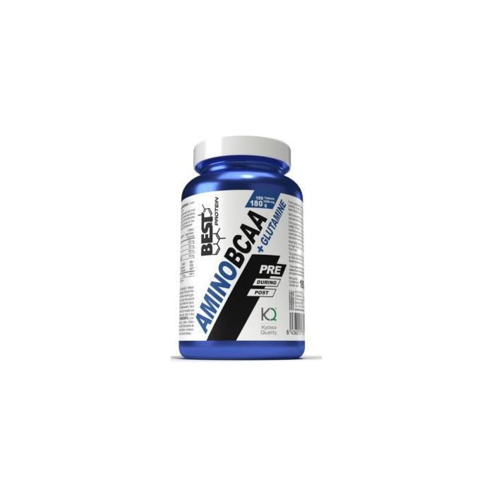BEST PROTEIN Amino BCAA + Glutamina Kyowa Quality con Vitamina B6, 150 Comprimidos para Recuperación Muscular y Reducción de Fatiga