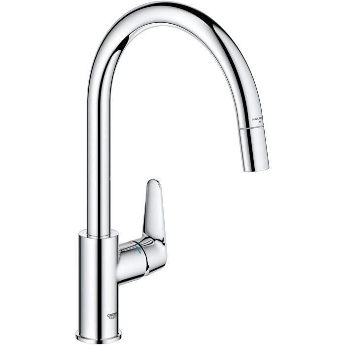 Grifo de cocina - Cromo - Caño alto en forma de C - Aireador extraíble - Rotación 360 - Limitador de caudal - GROHE Start Curve - 30562000 Grifo de cocina - Cromo - Caño alto en forma de C - Aireador extraíble - Rotación 360 - Limitador de caudal - GROHE Start Curve - 30562000