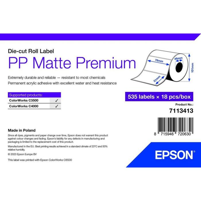 Papel para Imprimir Epson 7113413 Blanco (18 Unidades)