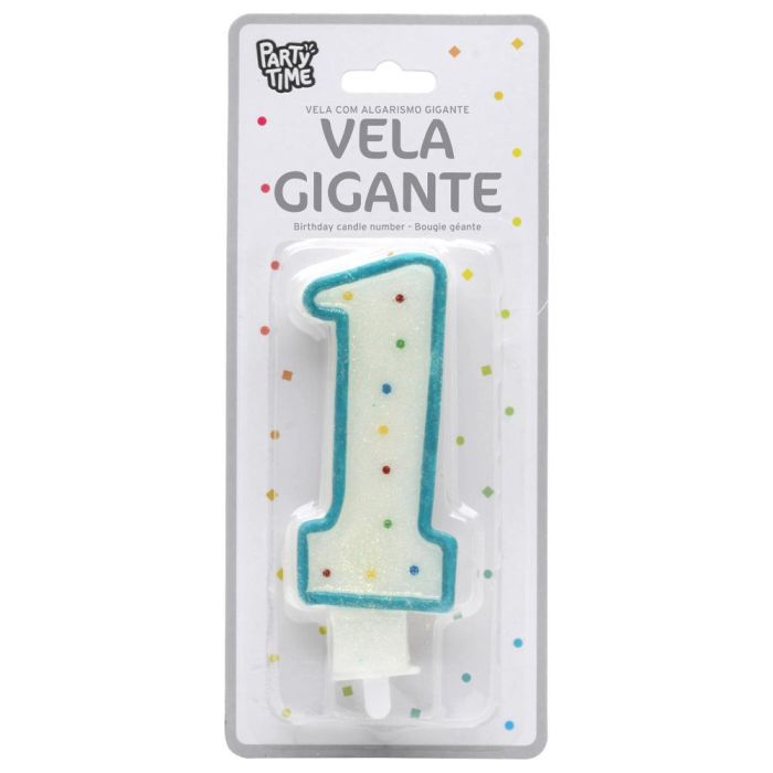 Vela Aniversario 1 Party Time 14 cm  1