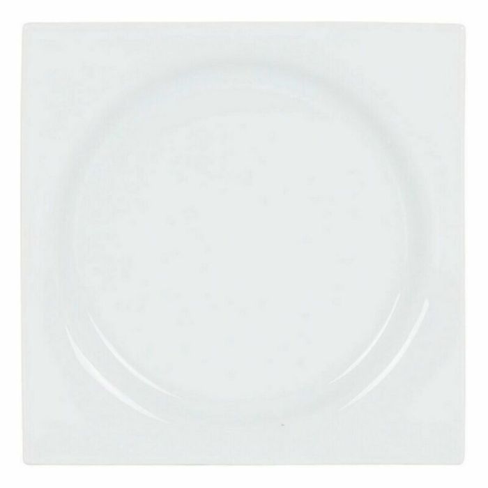 Plato de Postre Inde Zen Porcelana Blanco 18 x 18 x 2,5 cm (6 Unidades) 1