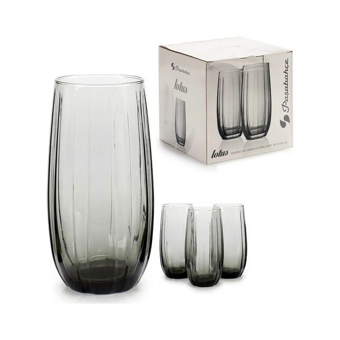 Set de Vasos Negro Vidrio (4 Piezas) 500 ml 0 Set de Vasos Negro Vidrio (4 Piezas) 500 ml 0