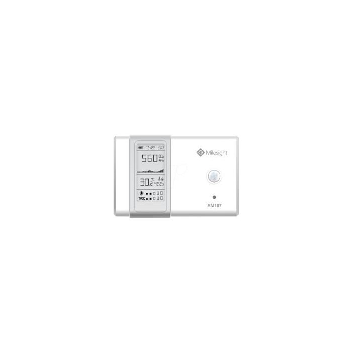 Milesight Sensor LoRaWAN de Monitoreo de Ambiente Interior: Temp, Humedad, CO2, PIR, Luz, TVOC, hPA con Pantalla E-Ink