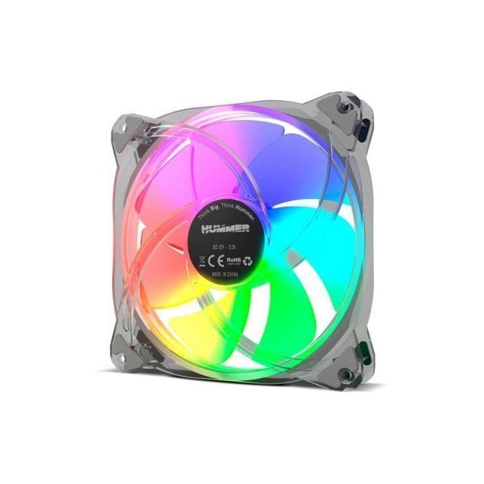 Nox Ventilador Hummer X140 14cm ARGB Silencioso 1200 RPM Flujo de Aire 45.5 CFM Rodamiento Hidráulico 2