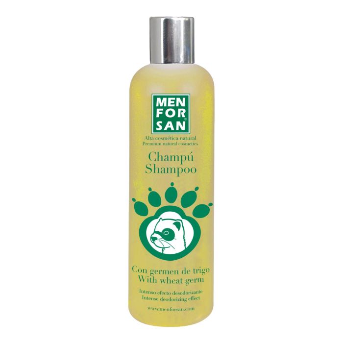 Men For San Champú para Hurones con Germen de Trigo, Desodorante, Aporta Brillo y Sedosidad, pH Balanceado, Natural, Sin Perfume, 300 ml