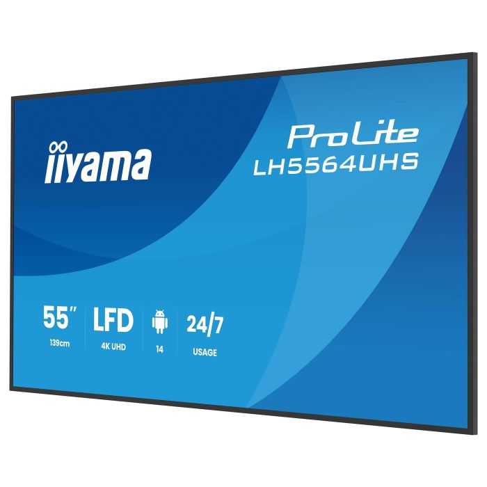 Iiyama LH5564UHS-B1AG Monitor 55" UHD 4K VA DLED 500cd/m Android 14 OS 24/7 Operation WiFi LAN USB-C HDMI RS232C Señalización Digital Negro 10