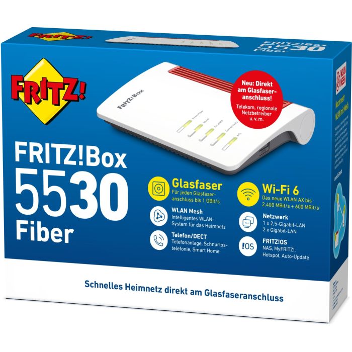 AVM Fritz! Box 5530 Fiber WLAN Router VoIP - Router - Wifi-6 4 AVM Fritz! Box 5530 Fiber WLAN Router VoIP - Router - Wifi-6 4