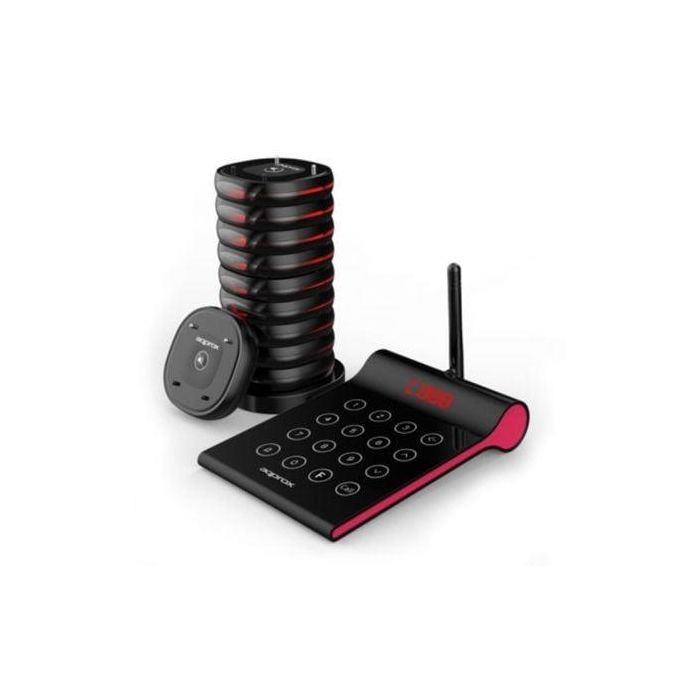 Approx appCUSTOMERCALLERKIT Kit Avisador de Clientes Inalámbrico con Transmisor, 10 Discos y Base de Carga, Hostelería, Vibración, Luz y Sonido Approx appCUSTOMERCALLERKIT Kit Avisador de Clientes Inalámbrico con Transmisor, 10 Discos y Base de Carga, Hostelería, Vibración, Luz y Sonido