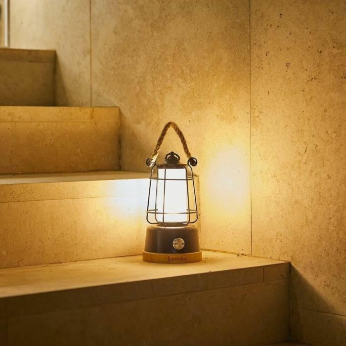 Linterna inalámbrica - LUMISKY - WILDY - H23 cm - Asa de cuerda - LED blanco cálido y regulable 4 Linterna inalámbrica - LUMISKY - WILDY - H23 cm - Asa de cuerda - LED blanco cálido y regulable 4