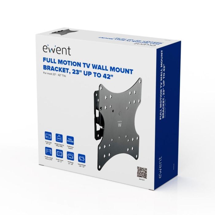 Ewent EW1520 Soporte de Pared para TV de 23 a 42 Pulgadas, Inclinable y Giratorio, VESA hasta 200x200, Carga Máxima 20 kg 1
