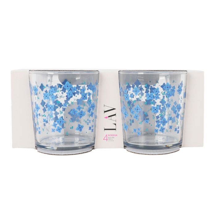 Set 4 Vasos Pinta 340 cc Flores LAV (6 Cajas) 1 Set 4 Vasos Pinta 340 cc Flores LAV (6 Cajas) 1